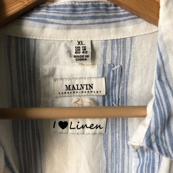 Malvin | Light Blue & White Linen Blend Dress XL - Picture 6 of 8